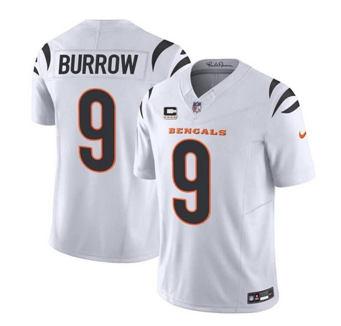 Custom Men’s Cincinnati Bengals #9 Joe Burrow White 2023 F.U.S.E. With 4-Star C Patch Vapor Untouchable Limited Stitched Jersey