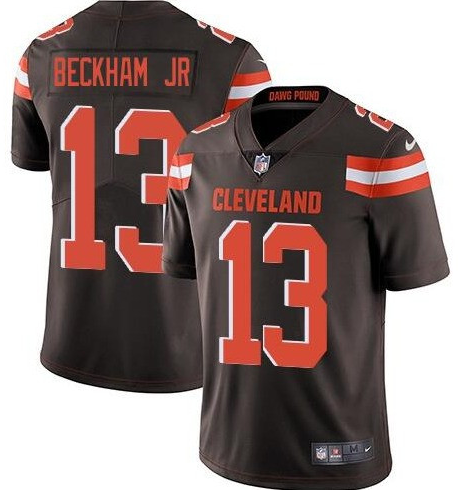Custom Men’s Cleveland Browns #13 Odell Beckham Jr Brown Vapor Limited Jersey