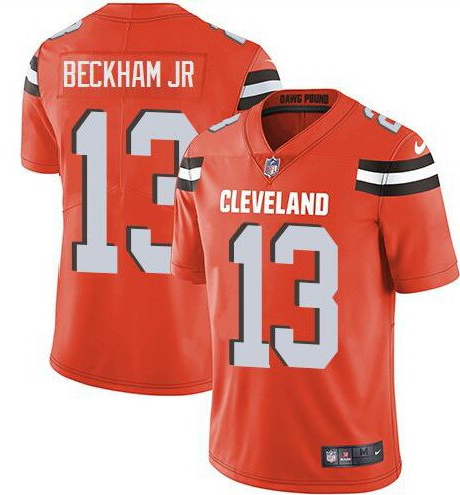 Custom Men’s Cleveland Browns #13 Odell Beckham Jr Orange Limited Jersey