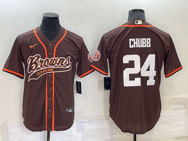 Custom Men’s Cleveland Browns #24 Nick Chubb Brown Stitched Jersey
