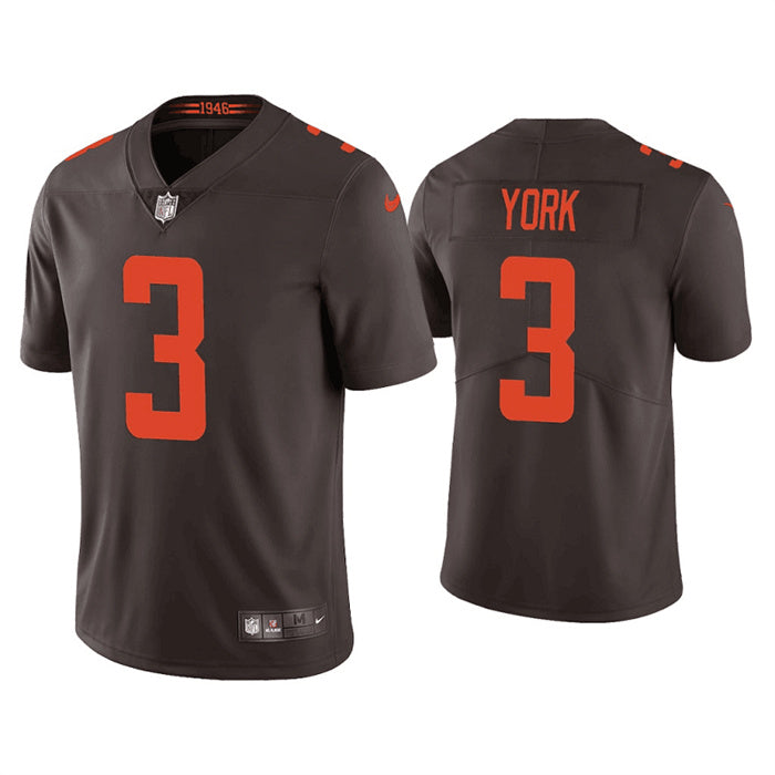 Custom Men’s Cleveland Browns #3 Cade York Brown Vapor Untouchable Limited Stitched Jersey