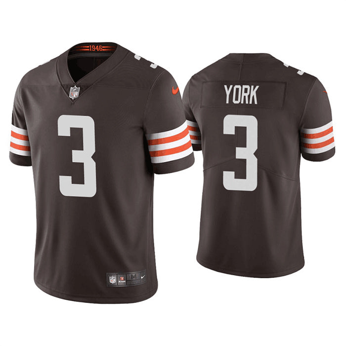 Custom Men’s Cleveland Browns #3 Cade York Brown Vapor Untouchable Limited Stitched Jerseys