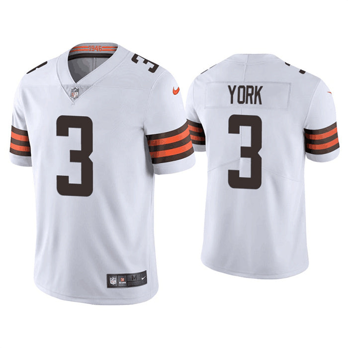 Custom Men’s Cleveland Browns #3 Cade York White Vapor Untouchable Limited Stitched Jersey