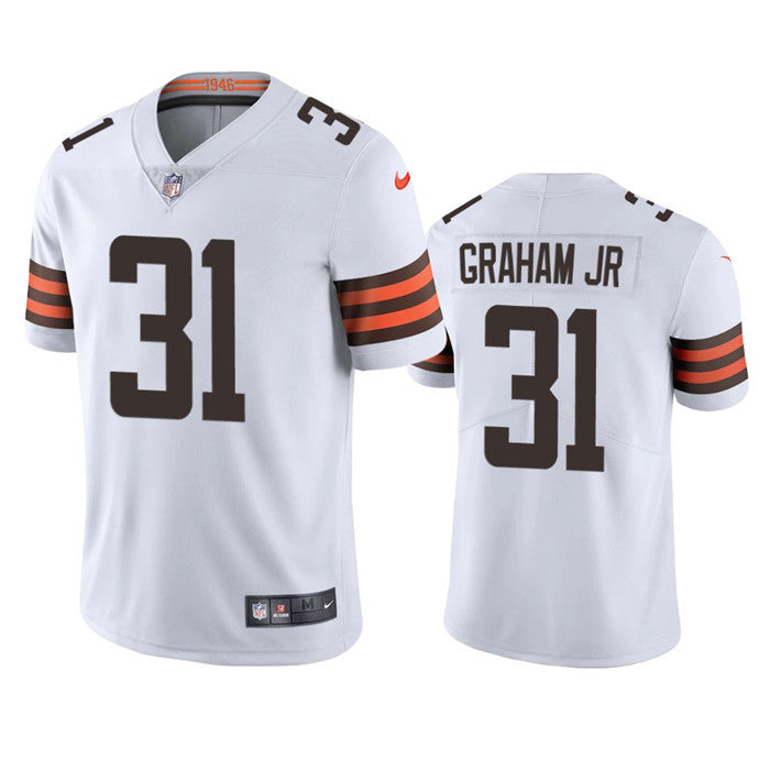 Custom Men’s Cleveland Browns #31 Thomas Graham Jr. White Vapor Untouchable Limited Stitched Jersey