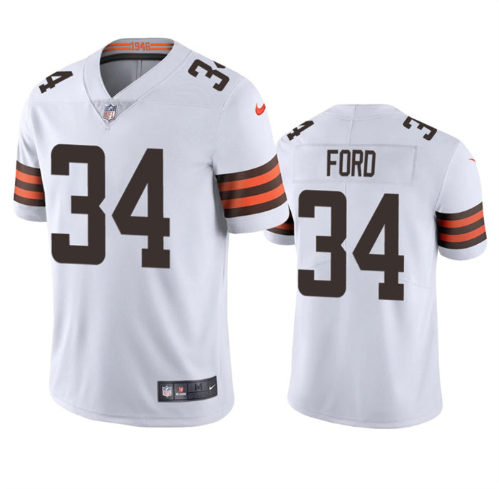 Custom Men’s Cleveland Browns #34 Jerome Ford White Vapor Limited Stitched Jersey