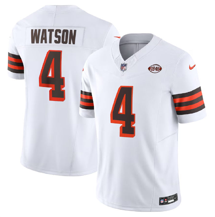 Custom Men’s Cleveland Browns #4 Deshaun Watson White 2023 F.U.S.E. 1946 Collection Vapor Untouchable Limited Stitched Jersey