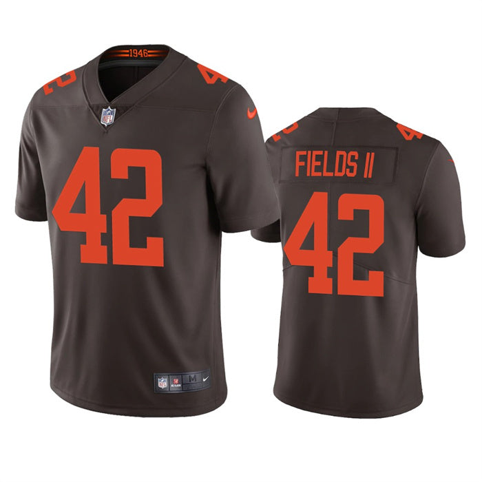 Custom Men’s Cleveland Browns #42 Tony Fields II Brown Vapor Untouchable Limited Stitched Jersey