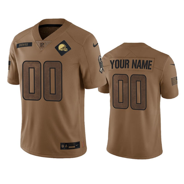 Custom Men’s Cleveland Browns Active Player Custom 2023 Brown Salute To Service Limited Stitched Jersey