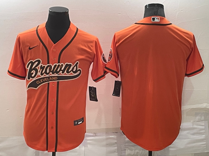 Custom Men’s Cleveland Browns Blank Orange Stitched Jersey