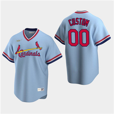 Custom Men’s Custom St. Louis Cardinals Light Blue Road Cooperstown Collection Jersey