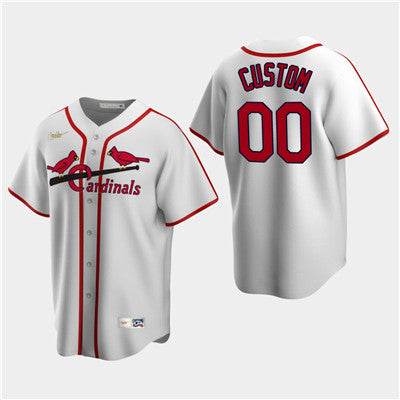 Custom Men’s Custom St. Louis Cardinals White Home Cooperstown Collection Jersey