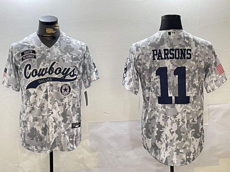 Custom Men’s Dallas Cowboys #11 2024 Arctic Camo Salute To Service Stitched Baseball Jerseys