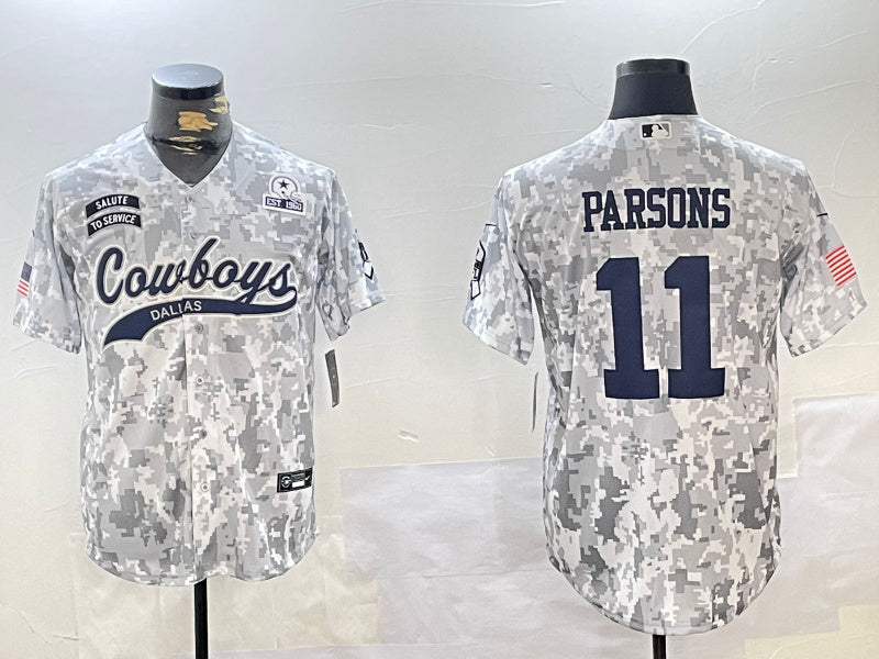Custom Men’s Dallas Cowboys #11 Micah Parsons 2024 Arctic Camo Salute To Service Stitched Baseball Jerseys