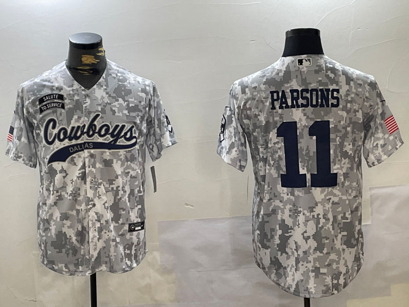 Custom Men’s Dallas Cowboys #11 Micah Parsons 2024 Arctic Camo Salute To Service Stitched Baseball Jersey