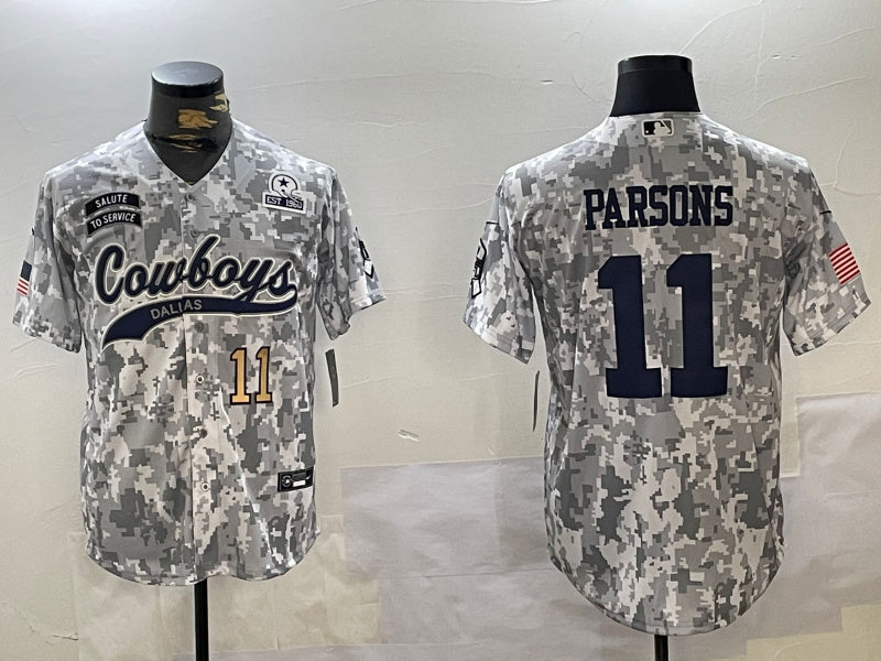 Custom Men’s Dallas Cowboys #11 Micah Parsons 2024 Arctic Camo Salute To Service Stitched Baseball Jerseys