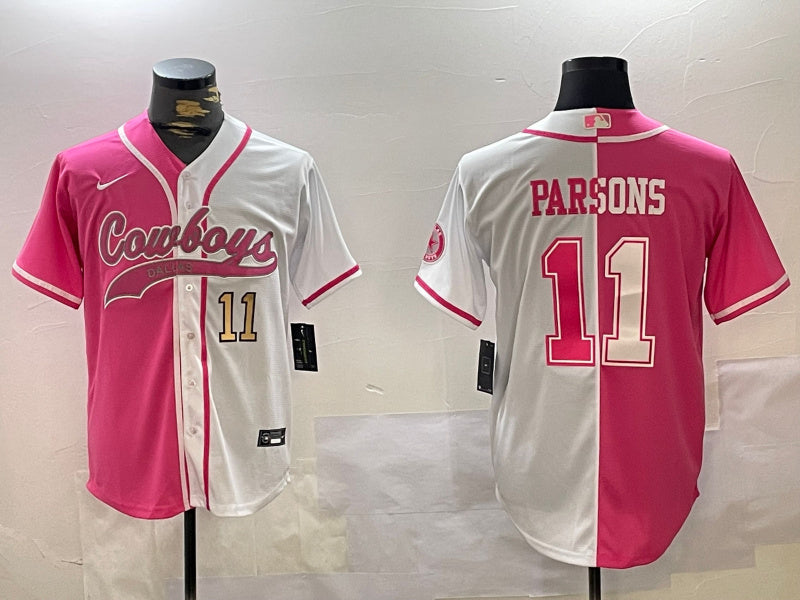 Custom Men’s Dallas Cowboys #11 Micah Parsons 2024 Arctic white red Stitched Baseball Jerseys