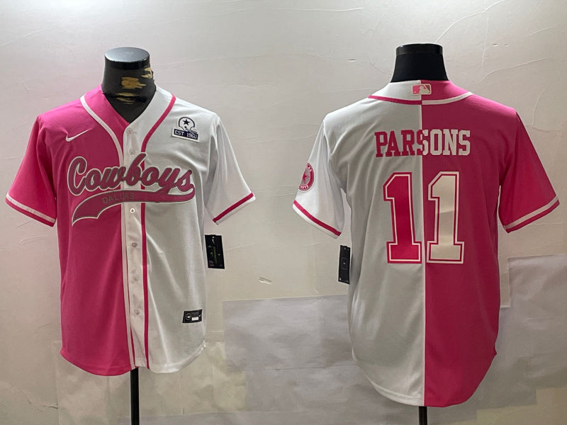 Custom Men’s Dallas Cowboys #11 Micah Parsons 2024 Arctic white red Stitched Baseball Jerseys