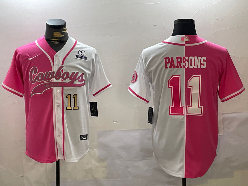 Custom Men’s Dallas Cowboys #11 Micah Parsons 2024 Arctic white red Stitched Baseball Jerseys