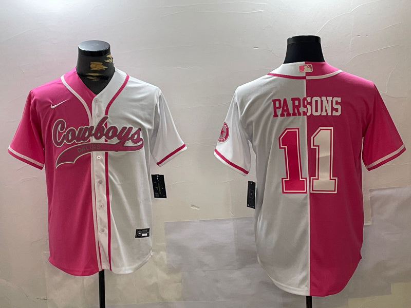 Custom Men’s Dallas Cowboys #11 Micah Parsons 2024 Arctic white red Stitched Baseball Jersey