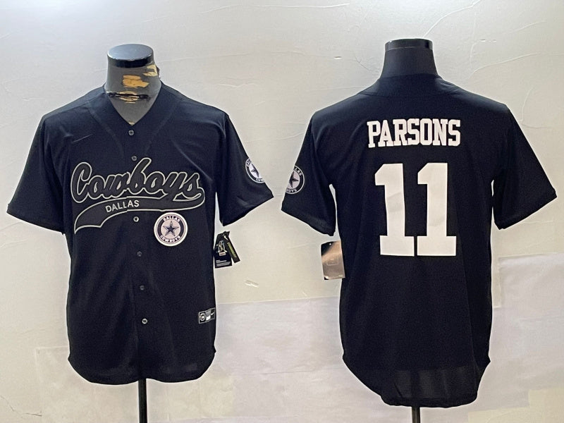 Custom Men’s Dallas Cowboys #11 Micah Parsons Black With Patch Cool Base Stitched Baseball Jerseys