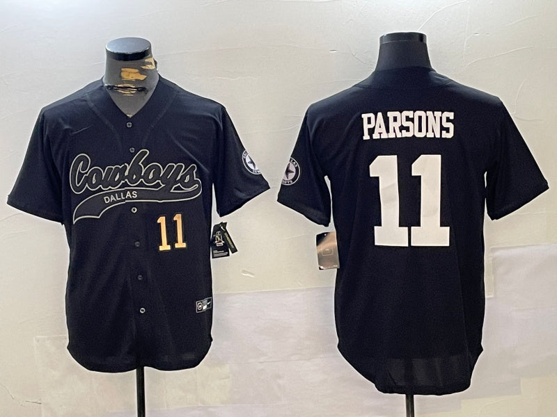 Custom Men’s Dallas Cowboys #11 Micah Parsons Black With Patch Cool Base Stitched Baseball Jerseys