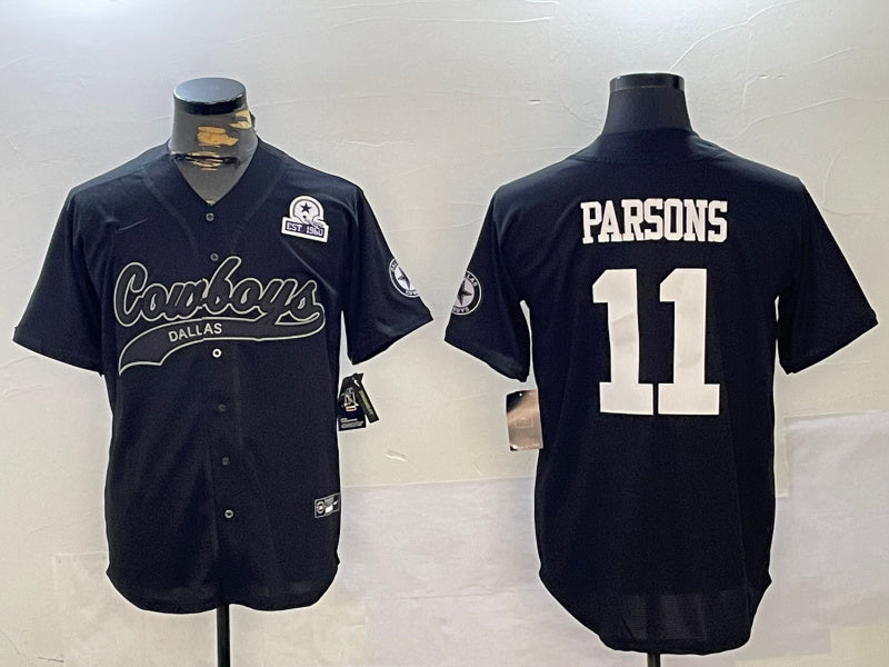 Custom Men’s Dallas Cowboys #11 Micah Parsons Black With Patch Cool Base Stitched Baseball Jerseys