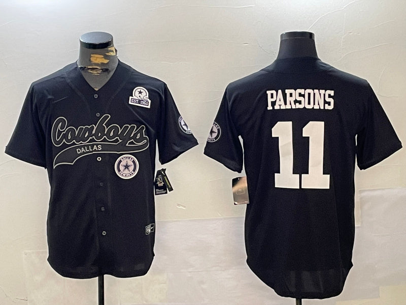 Custom Men’s Dallas Cowboys #11 Micah Parsons Black With Patch Cool Base Stitched Baseball Jerseys