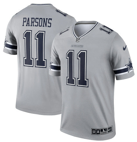 Custom Men’s Dallas Cowboys #11 Micah Parsons Limited Gray Inverted Vapor Jersey