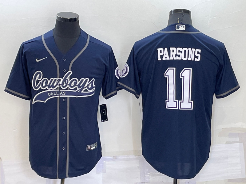 Custom Men’s Dallas Cowboys #11 Micah Parsons Navy Cool Base Stitched Baseball Jersey