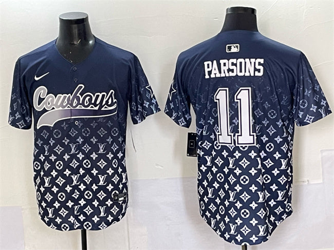 Custom Men’s Dallas Cowboys #11 Micah Parsons Navy Limited Stitched Baseball Jersey