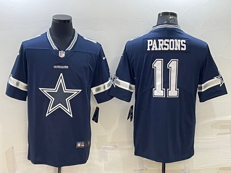 Custom Men’s Dallas Cowboys #11 Micah Parsons Navy Team Big Logo Limited Stitched Jersey