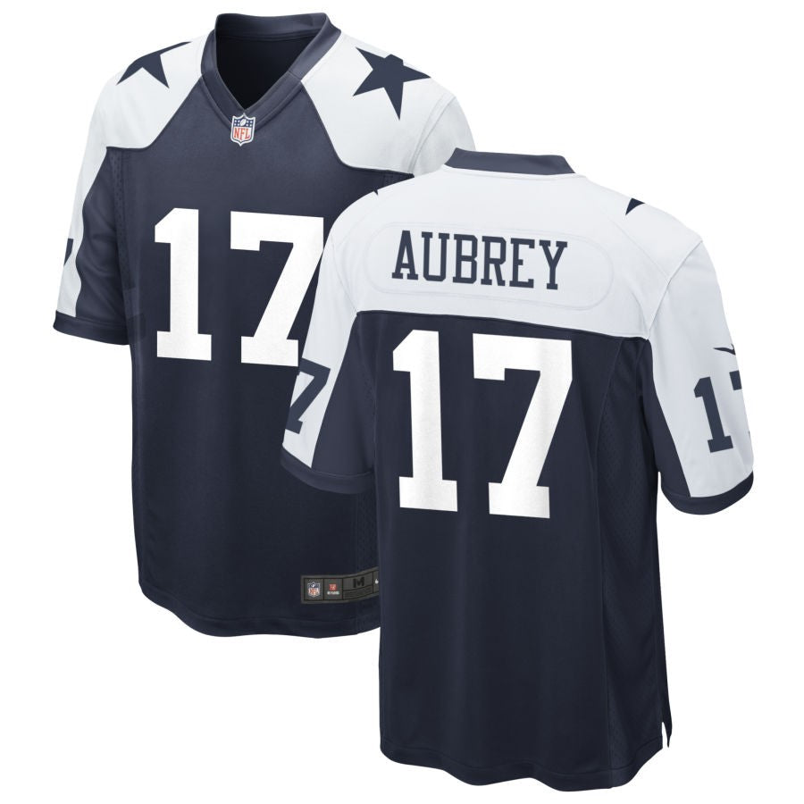 Custom Men’s Dallas Cowboys #17 Brandon Aubrey Limited Navy Vapor Untouchable Jerseys
