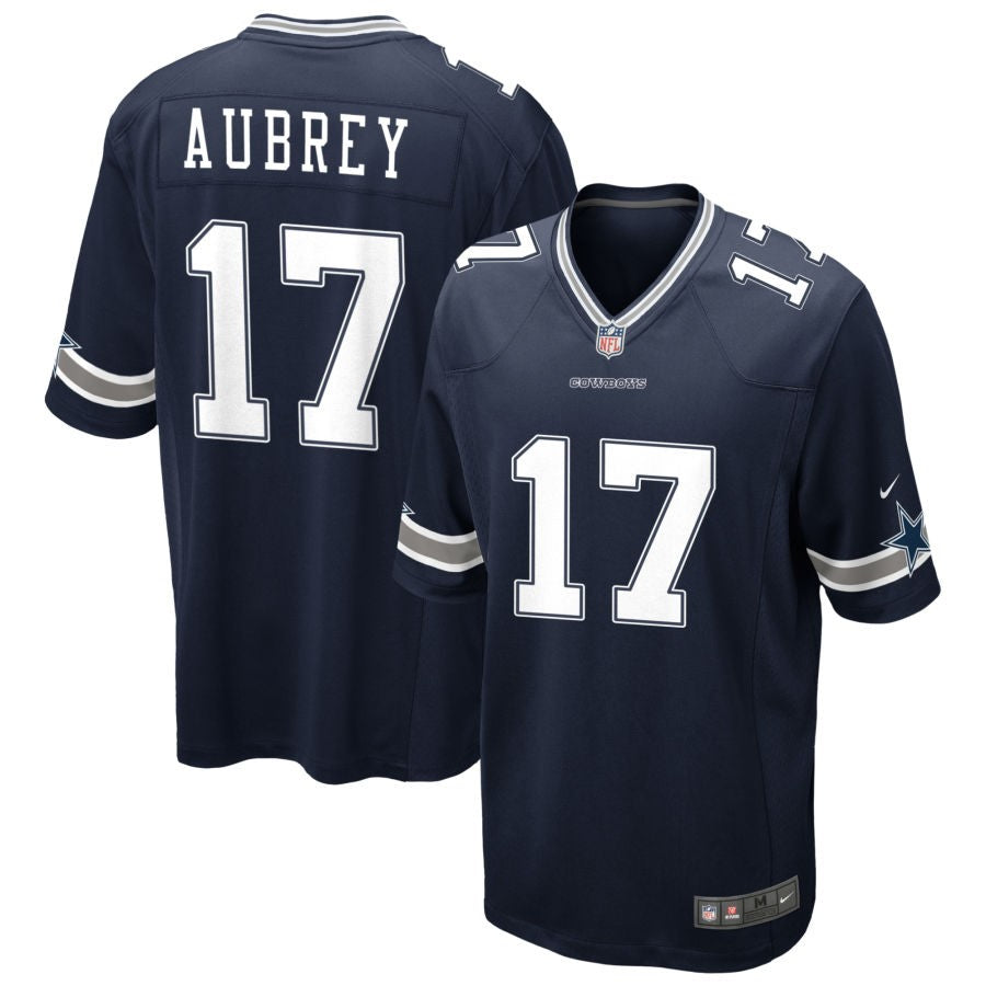 Custom Men’s Dallas Cowboys #17 Brandon Aubrey Limited Navy Vapor Untouchable Jersey
