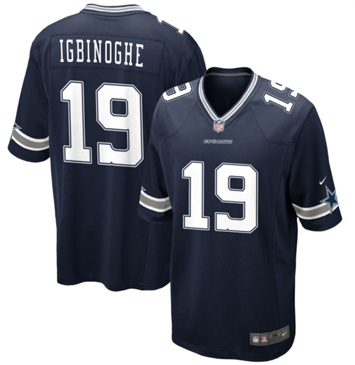 Custom Men’s Dallas Cowboys #19 Noah Igbinoghene Navy Stitched Football Game Jersey