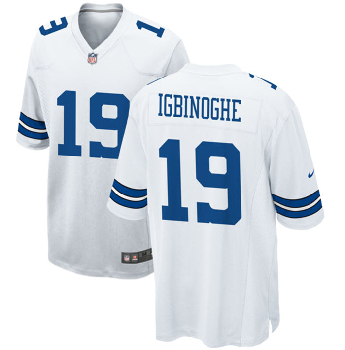 Custom Men’s Dallas Cowboys #19 Noah Igbinoghene White Stitched Football Game Jersey