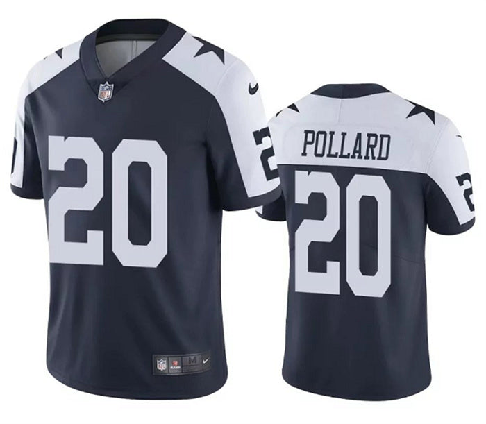 Custom Men’s Dallas Cowboys #20 Tony Pollard Navy Color Rush Limited Stitched Jersey