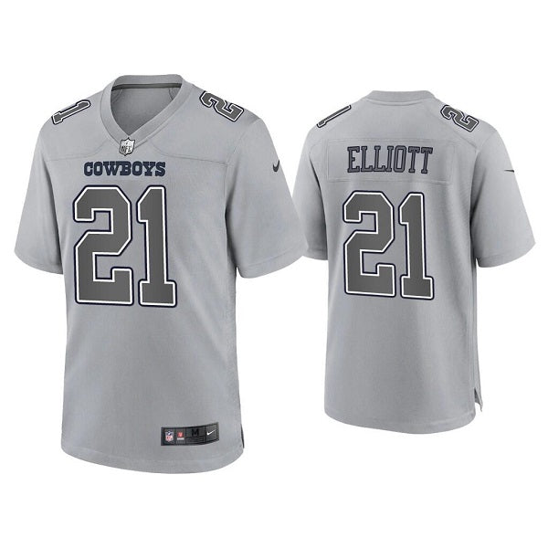Custom Men’s Dallas Cowboys #21 Ezekiel Elliott Grey Atmosphere Fashion Stitched Game Jersey