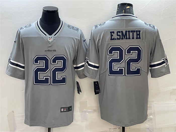 Custom Men’s Dallas Cowboys #22 Emmitt Smith Grey Inverted Edition Stitched Jersey
