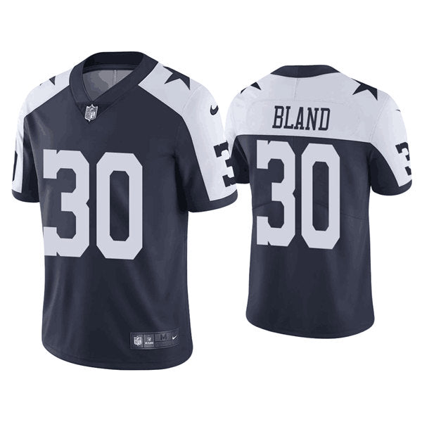 Custom Men’s Dallas Cowboys #30 DaRon Bland White Navy Vapor Limited Stitched Jersey