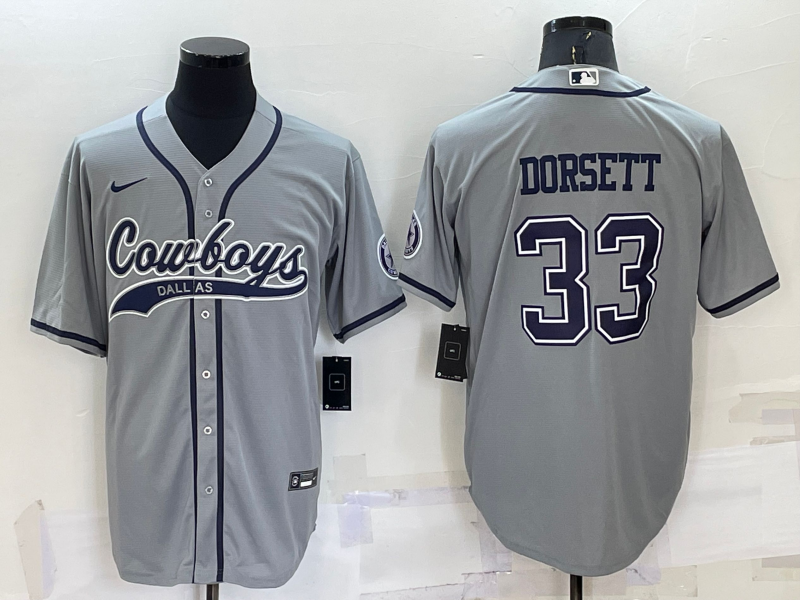 Custom Men’s Dallas Cowboys #33 Tony Dorsett Grey Cool Base Stitched Baseball Jersey