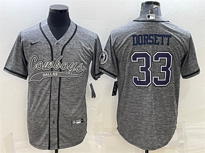 Custom Men’s Dallas Cowboys #33 Tony Dorsett Grey With Patch Cool Base Stitched Baseball JerseyS