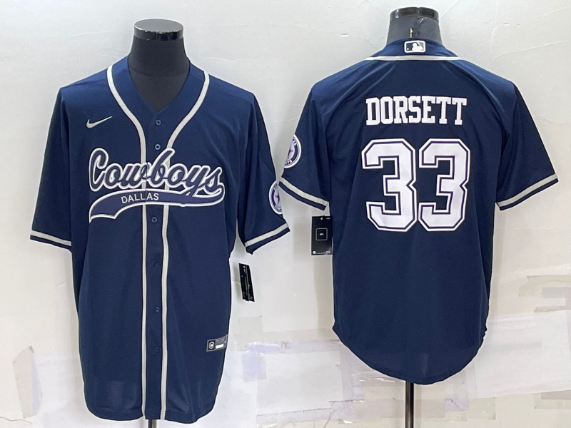 Custom Men’s Dallas Cowboys #33 Tony Dorsett Navy Cool Base Stitched Baseball Jersey