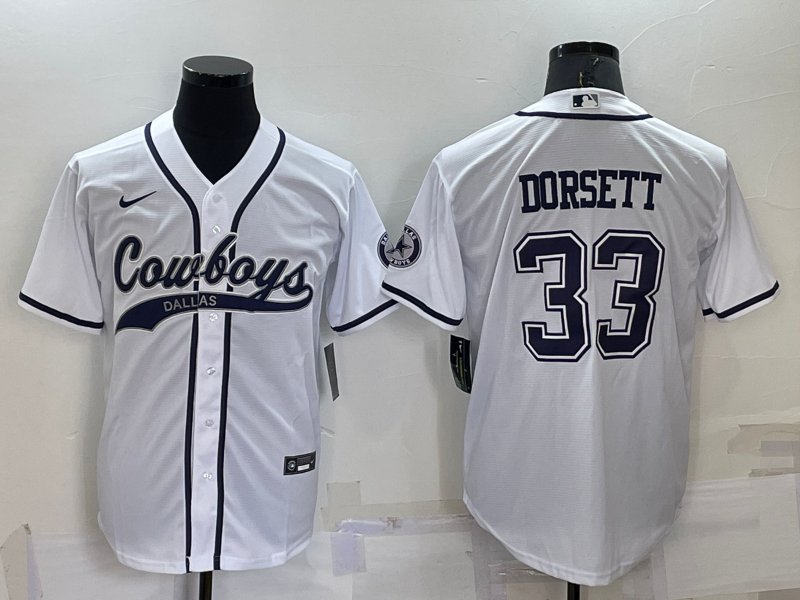 Custom Men’s Dallas Cowboys #33 Tony Dorsett White Cool Base Stitched Baseball Jersey