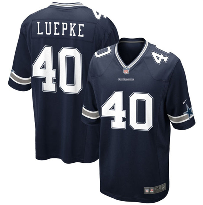 Custom Men’s Dallas Cowboys #40 Hunter Luepke Navy Stitched Football Game Jersey