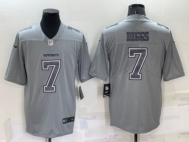 Custom Men’s Dallas Cowboys #7 Trevon Diggs Grey Atmosphere Fashion Stitched Game Jersey