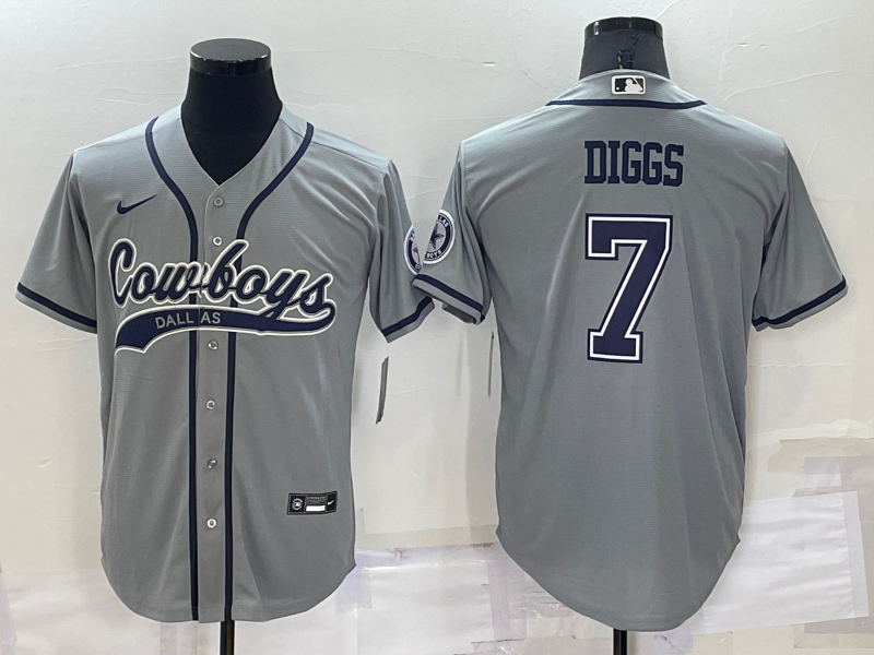 Custom Men’s Dallas Cowboys #7 Trevon Diggs Grey Cool Base Stitched Baseball Jersey