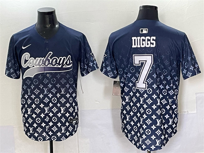 Custom Men’s Dallas Cowboys #7 Trevon Diggs Navy Limited Stitched Baseball Jersey