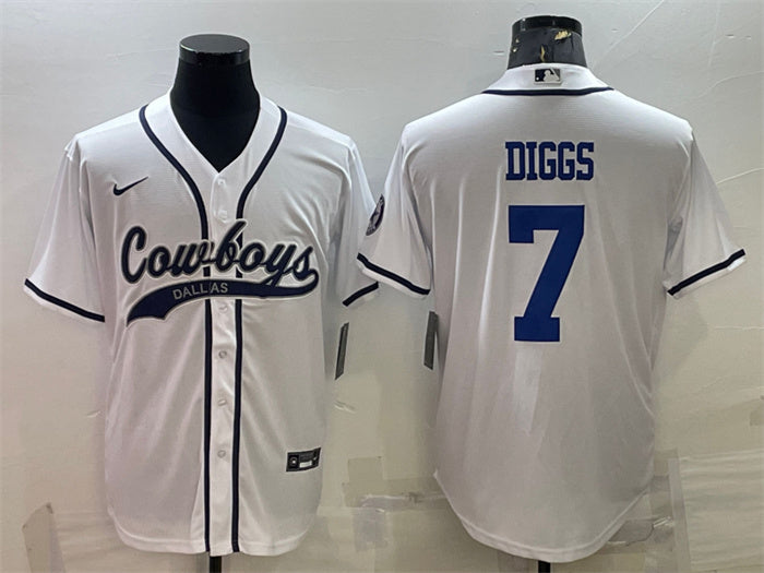 Custom Men’s Dallas Cowboys #7 Trevon Diggs White Cool Base Stitched Baseball Jersey