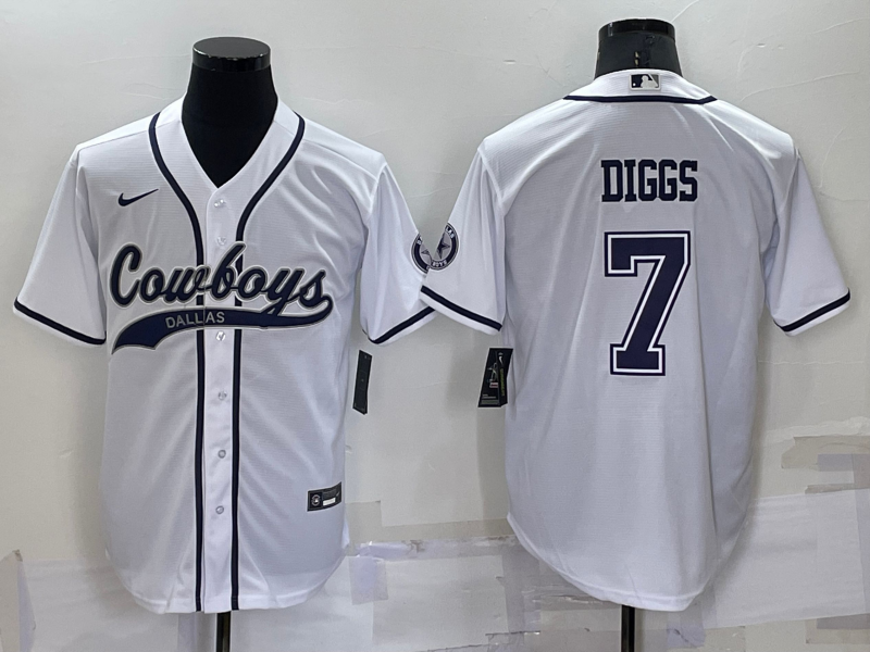 Custom Men’s Dallas Cowboys #7 Trevon Diggs White Cool Base Stitched Baseball Jersey