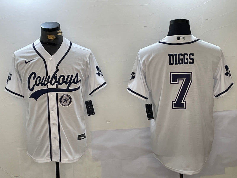 Custom Men’s Dallas Cowboys #7 Trevon Diggs White With Patch Cool Base Stitched Baseball Jerseys
